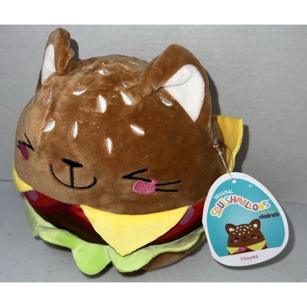Squishmallow Hayes The Cat Burger Claire's Exclusive 8" Soft Plush Hamburger